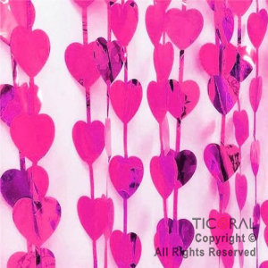CORTINA METALIZADA CORAZON FUCSIA 2MT X 1MT x 1